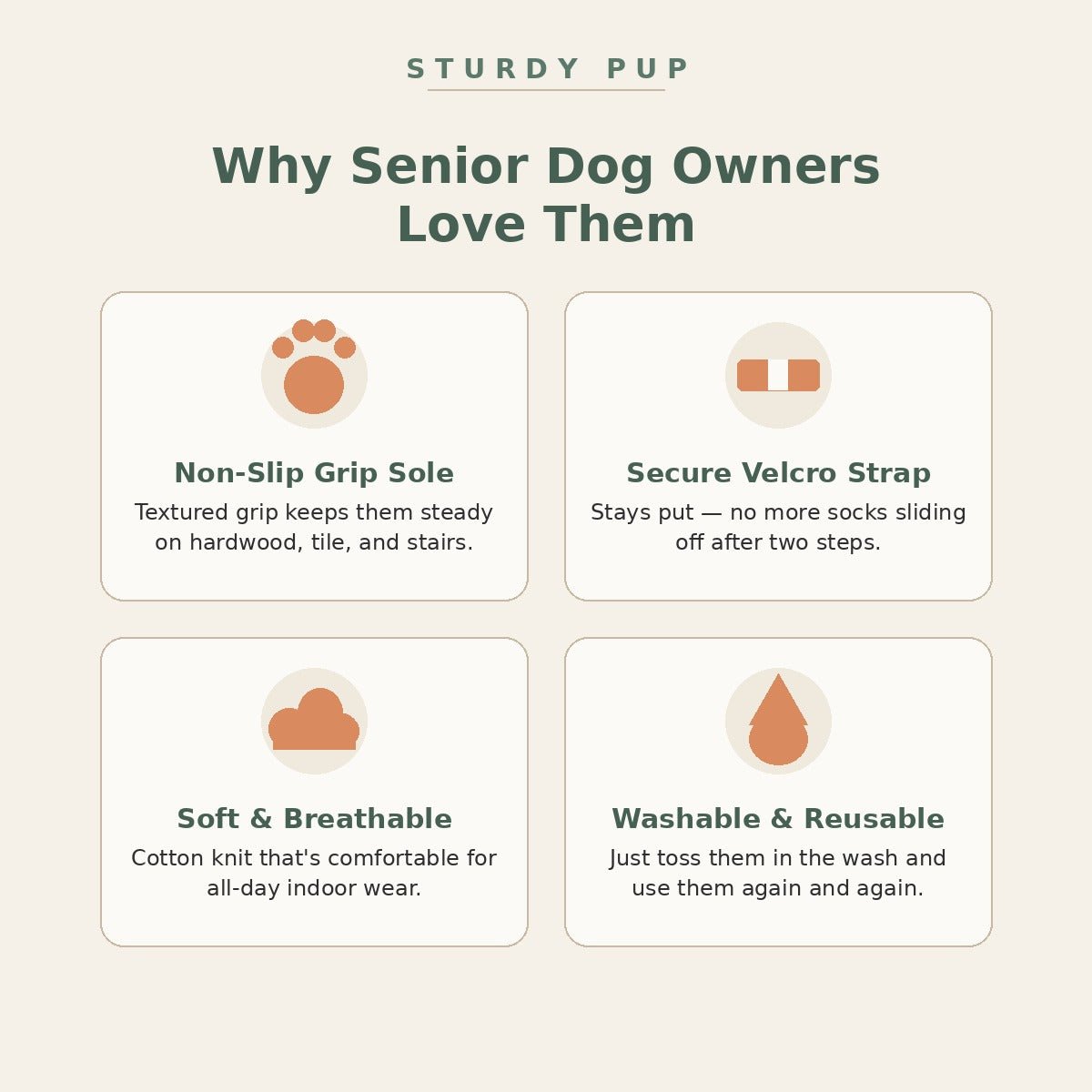 Non-Slip Grip Socks for Senior Dogs for senior dogs - Dog Mobility by Sturdy Pup
